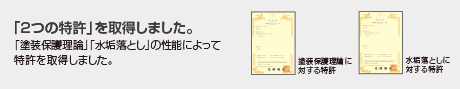 「塗装保護理論」「水垢落とし」の性能によって特許を取得しました。