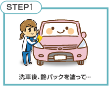 STEP1 洗車後、艶パックを塗って